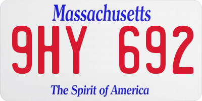 MA license plate 9HY692