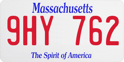 MA license plate 9HY762