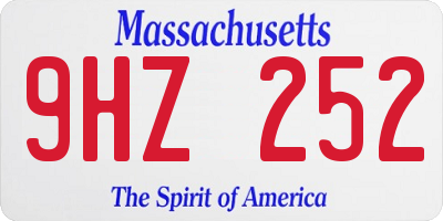 MA license plate 9HZ252