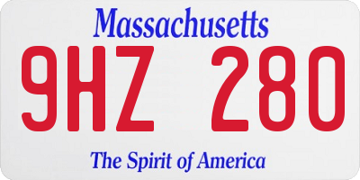 MA license plate 9HZ280