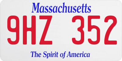 MA license plate 9HZ352