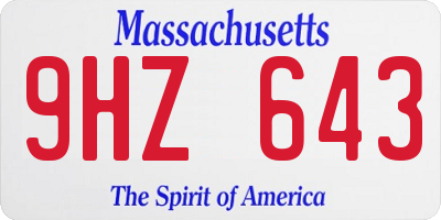 MA license plate 9HZ643