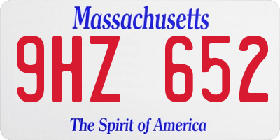 MA license plate 9HZ652