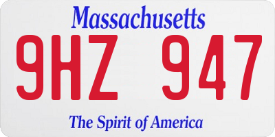 MA license plate 9HZ947