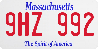 MA license plate 9HZ992