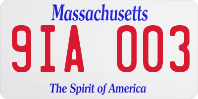 MA license plate 9IA003