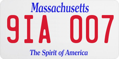 MA license plate 9IA007