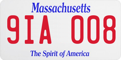 MA license plate 9IA008