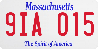 MA license plate 9IA015