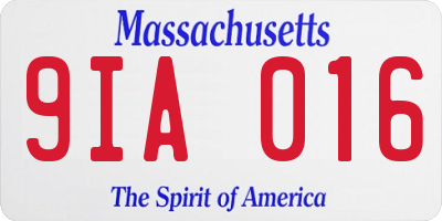 MA license plate 9IA016