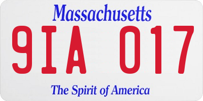 MA license plate 9IA017