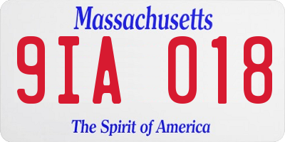 MA license plate 9IA018