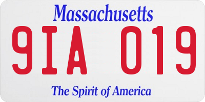 MA license plate 9IA019