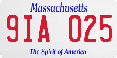 MA license plate 9IA025
