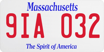 MA license plate 9IA032