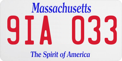 MA license plate 9IA033