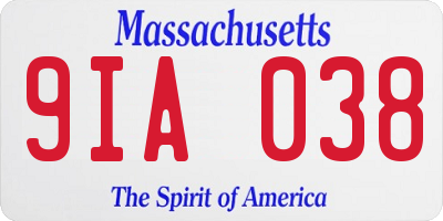 MA license plate 9IA038