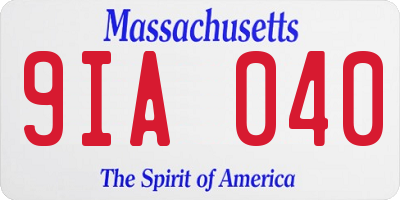 MA license plate 9IA040