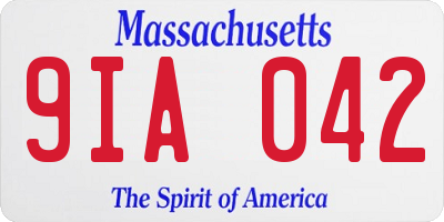 MA license plate 9IA042
