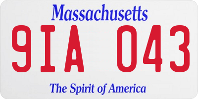 MA license plate 9IA043
