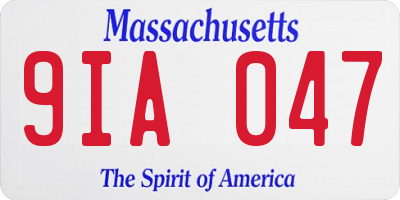 MA license plate 9IA047