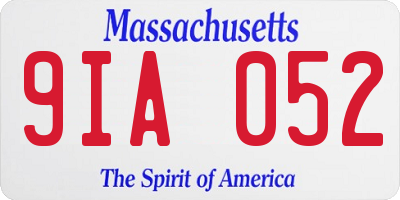 MA license plate 9IA052