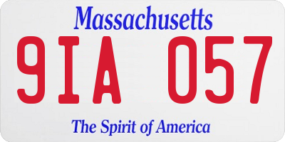 MA license plate 9IA057