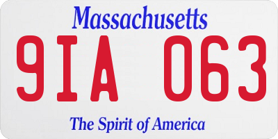MA license plate 9IA063