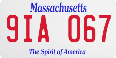MA license plate 9IA067