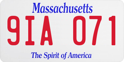 MA license plate 9IA071