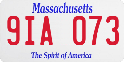 MA license plate 9IA073