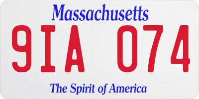 MA license plate 9IA074