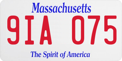 MA license plate 9IA075