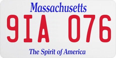 MA license plate 9IA076