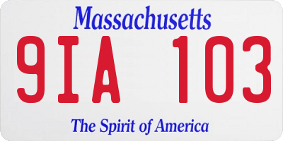 MA license plate 9IA103
