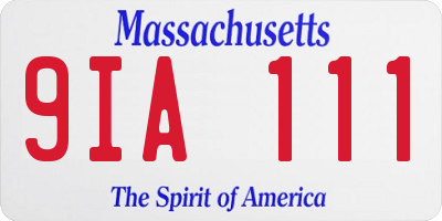 MA license plate 9IA111