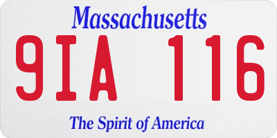 MA license plate 9IA116