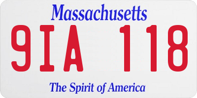 MA license plate 9IA118