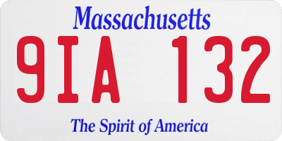 MA license plate 9IA132