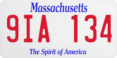 MA license plate 9IA134