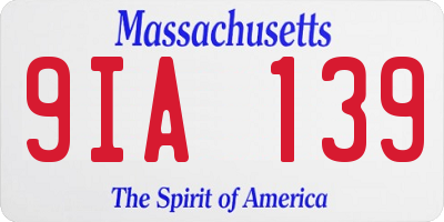 MA license plate 9IA139