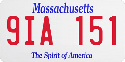 MA license plate 9IA151