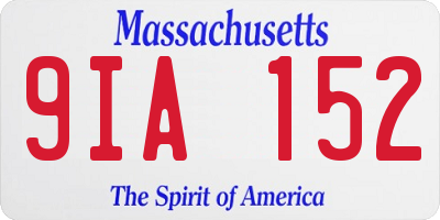 MA license plate 9IA152