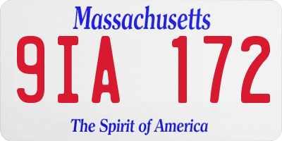 MA license plate 9IA172