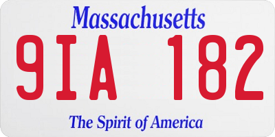 MA license plate 9IA182