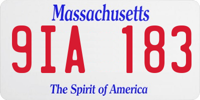 MA license plate 9IA183