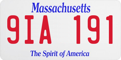 MA license plate 9IA191
