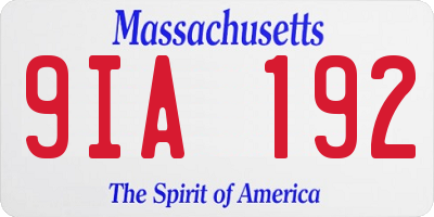 MA license plate 9IA192