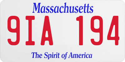 MA license plate 9IA194