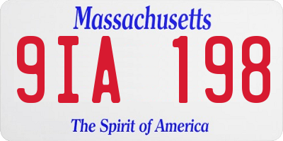 MA license plate 9IA198